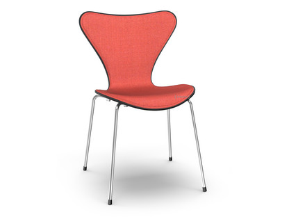 Serie 7 Stuhl mit Frontpolster Lack|Schwarz lackiert|Remix 643 - Rot|Chrome
