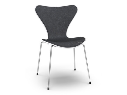 Serie 7 Stuhl mit Frontpolster Lack|Weiß lackiert|Remix 183 - Schwarz|Chrome