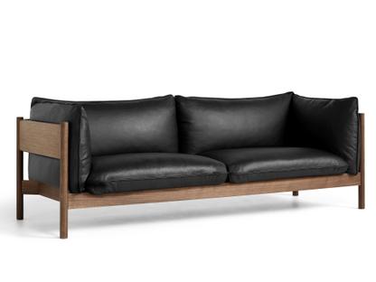 Arbour Sofa Leder Nevada 0500 - schwarz|Nussbaum geölt und gewachst