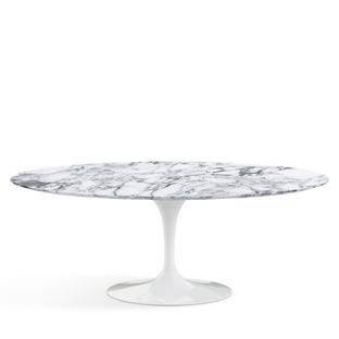 Saarinen Esstisch oval L 198 cm x  B 121 cm|weiß|Marmor Arabescato (weiß mit grauen Einfärbungen)