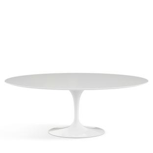 Saarinen Esstisch oval L 198 cm x  B 121 cm|weiß|Laminat weiß