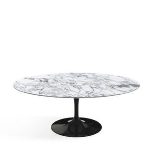 Saarinen Couchtisch oval schwarz|Marmor Arabescato (weiß mit grauen Einfärbungen)