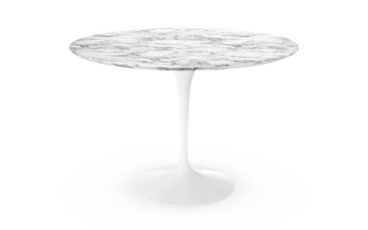 Saarinen Esstisch rund 107 cm|weiß|Marmor Arabescato (weiß mit grauen Einfärbungen)