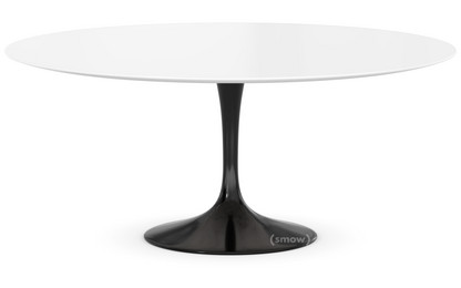 Saarinen Couchtisch rund groß (Höhe 38/39 cm, ø 91 cm)|schwarz|Laminat weiß