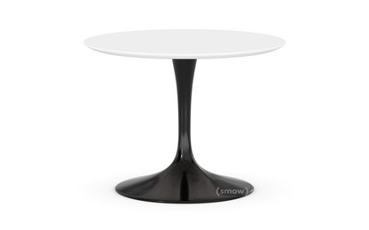 Saarinen Couchtisch rund klein (Höhe 36/37 cm, ø 51 cm)|schwarz|Laminat weiß