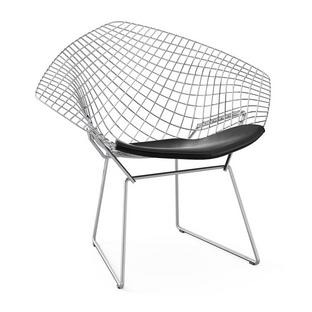 Diamond Sessel mit Sitzkissen|Verchromt|Vinyl schwarz