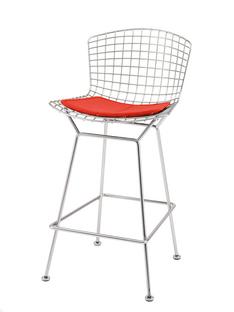 Bertoia Barstuhl mit Sitzkissen|verchromt|Bright Red (Tonus 130)