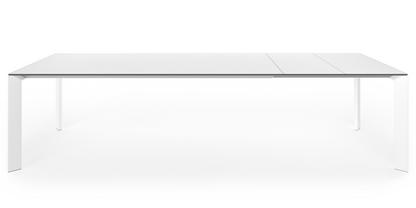Nori Esstisch Laminat weiß|L 209-303 x B 100 cm|Aluminium weiß lackiert