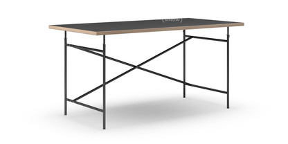 Eiermann Tisch Linoleum schwarz (Forbo 4023) mit Eichekante|160 x 80 cm|Schwarz|senkrecht, versetzt (Eiermann 2)|135 x 66 cm