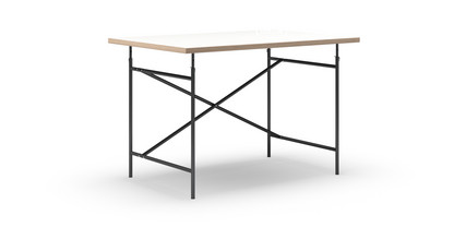 Eiermann Tisch Melamin weiß mit Eichekante|120 x 80 cm|Schwarz|senkrecht, versetzt (Eiermann 2)|100 x 66 cm