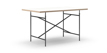 Eiermann Tisch Melamin weiß mit Eichekante|140 x 80 cm|Schwarz|senkrecht, mittig (Eiermann 2)|100 x 66 cm