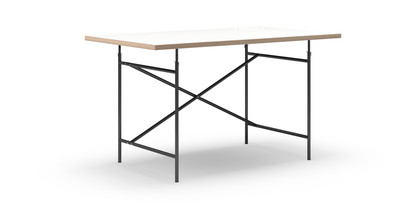 Eiermann Tisch Melamin weiß mit Eichekante|140 x 80 cm|Schwarz|senkrecht, versetzt (Eiermann 2)|100 x 66 cm