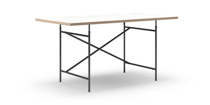 Eiermann Tisch Melamin weiß mit Eichekante|160 x 80 cm|Schwarz|senkrecht, versetzt (Eiermann 2)|100 x 66 cm