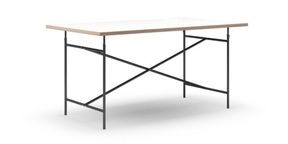 Eiermann Tisch Melamin weiß mit Eichekante|160 x 90 cm|Schwarz|senkrecht, mittig (Eiermann 2)|135 x 66 cm