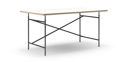Eiermann Tisch Melamin weiß mit Eichekante|160 x 90 cm|Schwarz|senkrecht, versetzt (Eiermann 2)|135 x 66 cm