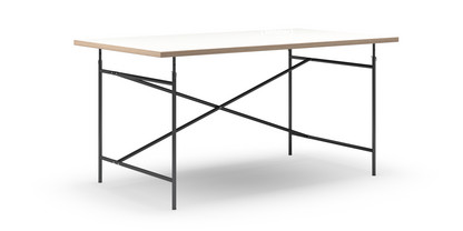 Eiermann Tisch Melamin weiß mit Eichekante|160 x 90 cm|Schwarz|senkrecht, versetzt (Eiermann 2)|135 x 78 cm