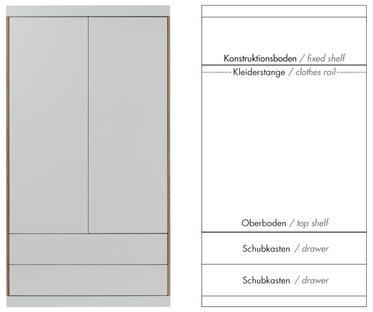 Flai Schrank Groß (216 x 118 x 61 cm)|Melamin weiß mit Birkekante|Ausstattung 5