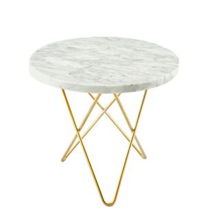 Mini O Table Weiß Carrara|Messing