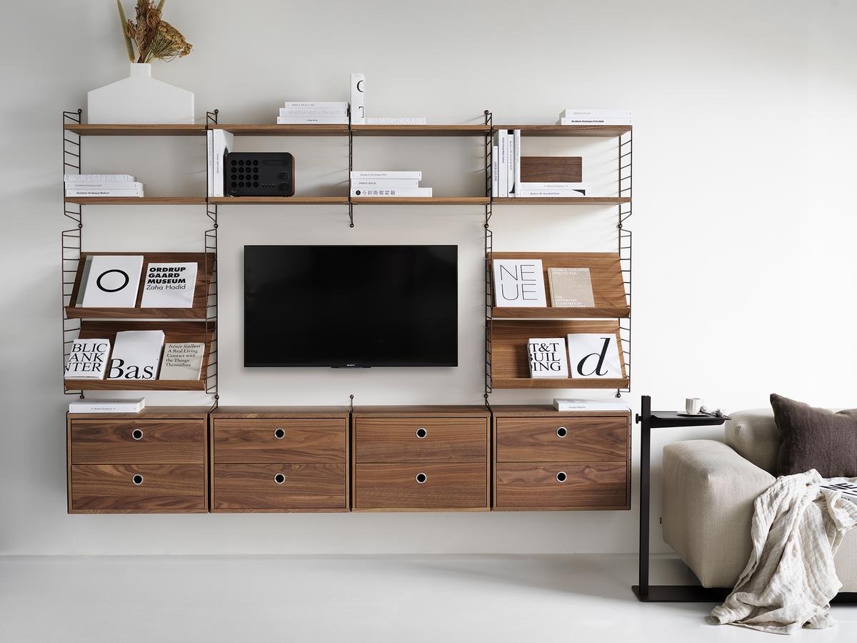 Wandleiter 2er Set grau 75x30cm - Regalsystem - String Furniture