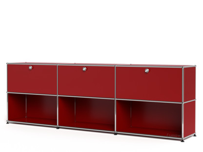 USM Haller Sideboard XL, individualisierbar USM rubinrot|Mit 3 Klappen|Offen