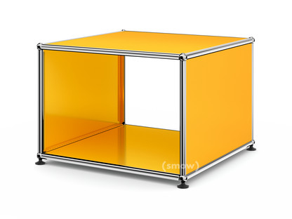 USM Haller Beistelltisch mit Seitenwänden 50 cm|ohne Glas-Zwischentablar|Goldgelb RAL 1004