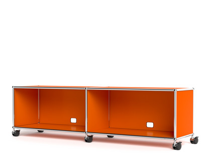 USM Haller TV-/Hi-Fi-Lowboard, individualisierbar Reinorange RAL 2004|Mit 2 Klappen|Mit Kabeldurchlass unten mittig