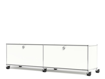 USM Haller TV-/Hi-Fi-Lowboard, individualisierbar Reinweiß RAL 9010|Mit 2 Klappen|Ohne Kabeldurchlass