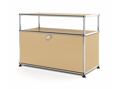 USM Haller Lowboard M mit Aufbau, individualisierbar USM beige|mit Klappe|Ohne Kabeldurchlass