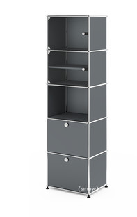 USM Haller Vitrinenschrank Einfach (H 179 x B 53 x T 38 cm)|Mittelgrau RAL 7005|Alle Fächer mit Schloss