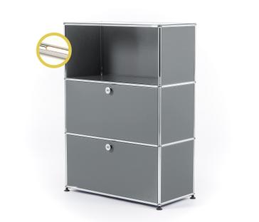 USM Haller E Highboard M mit Fachbeleuchtung Mittelgrau RAL 7005|Warmweiß