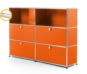 USM Haller E Highboard L mit Fachbeleuchtung Reinorange RAL 2004|Kaltweiß