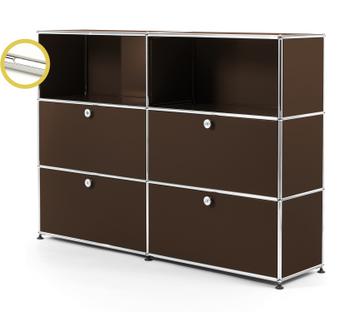 USM Haller E Highboard L mit Fachbeleuchtung USM braun|Kaltweiß