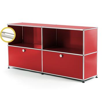 USM Haller E Sideboard L mit Fachbeleuchtung USM rubinrot|Kaltweiß