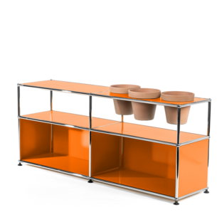 USM Haller Pflanzenwelten Sideboard Reinorange RAL 2004|Offen|Mit 3 Töpfen rechts|Terrakotta