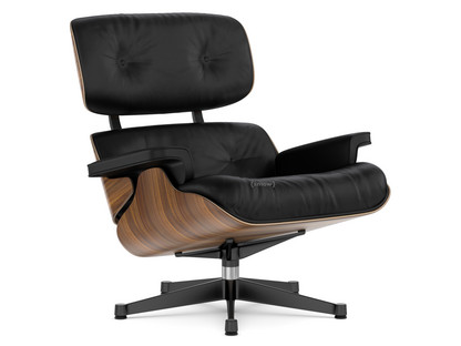 Lounge Chair Nussbaum schwarz pigmentiert|Leder Premium F nero|89 cm|Aluminium poliert, Seiten schwarz