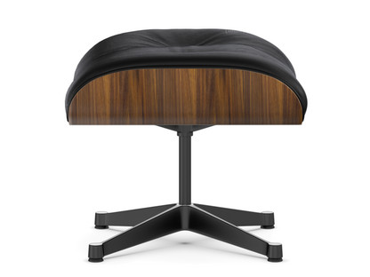 Lounge Chair Ottoman Nussbaum schwarz pigmentiert|Leder Premium F nero|Aluminium poliert, Seiten schwarz