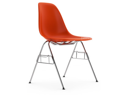 Eames Plastic Side Chair RE DSS Rot (poppy red)|Ohne Polsterung|Ohne Polsterung|Mit Reihenverbindung (DSS)