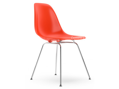 Eames Plastic Side Chair RE DSX Rot (poppy red)|Ohne Polsterung|Ohne Polsterung|Standardhöhe - 43 cm|Verchromt