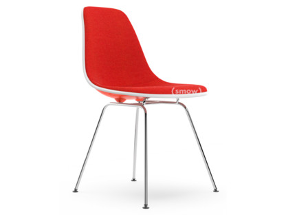 Eames Plastic Side Chair RE DSX Rot (poppy red)|Mit Vollpolsterung|Koralle / Poppy red|Standardhöhe - 43 cm|Verchromt