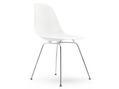 Eames Plastic Side Chair RE DSX Weiß|Ohne Polsterung|Ohne Polsterung|Standardhöhe - 43 cm|Verchromt