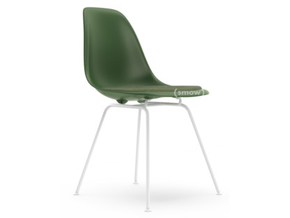 Eames Plastic Side Chair RE DSX Forest|Mit Sitzpolster|Elfenbein / forest|Standardhöhe - 43 cm|Beschichtet weiß