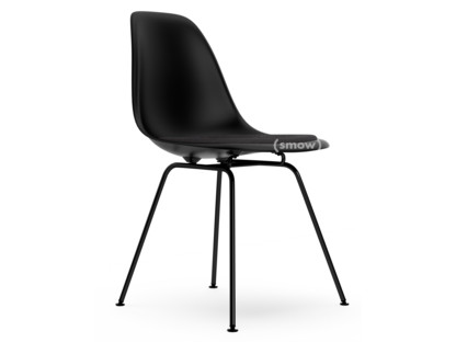 Eames Plastic Side Chair RE DSX Tiefschwarz|Mit Sitzpolster|Dunkelgrau|Standardhöhe - 43 cm|Beschichtet basic dark
