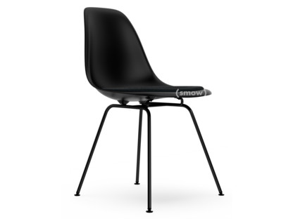 Eames Plastic Side Chair RE DSX Tiefschwarz|Mit Sitzpolster|Nero|Standardhöhe - 43 cm|Beschichtet basic dark
