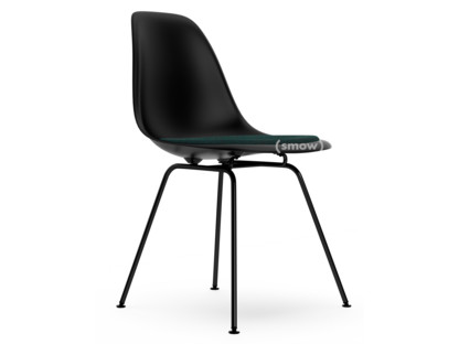 Eames Plastic Side Chair RE DSX Tiefschwarz|Mit Sitzpolster|Petrol / moorbraun|Standardhöhe - 43 cm|Beschichtet basic dark