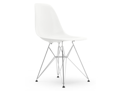 Eames Plastic Side Chair RE DSR Weiß|Ohne Polsterung|Ohne Polsterung|Standardhöhe - 43 cm|Verchromt
