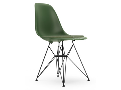 Eames Plastic Side Chair RE DSR Forest|Mit Sitzpolster|Elfenbein / forest|Standardhöhe - 43 cm|Beschichtet basic dark