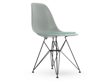 Eames Plastic Side Chair RE DSR Hellgrau|Mit Sitzpolster|Eisblau / elfenbein|Standardhöhe - 43 cm|Beschichtet basic dark