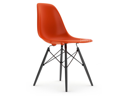 Eames Plastic Side Chair RE DSW Rot (poppy red)|Ohne Polsterung|Ohne Polsterung|Standardhöhe - 43 cm|Ahorn schwarz
