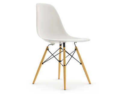 Eames Plastic Side Chair RE DSW Weiß|Ohne Polsterung|Ohne Polsterung|Standardhöhe - 43 cm|Ahorn gelblich