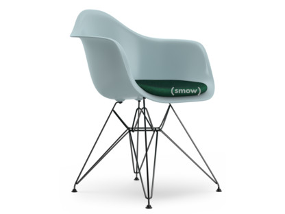 Eames Plastic Armchair RE DAR Eisgrau|Mit Sitzpolster|Mint / forest|Standardhöhe - 43 cm|Beschichtet basic dark